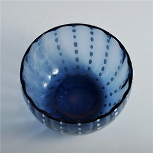 Wholesales luxury blue votive candle glass bowl holders 20oz