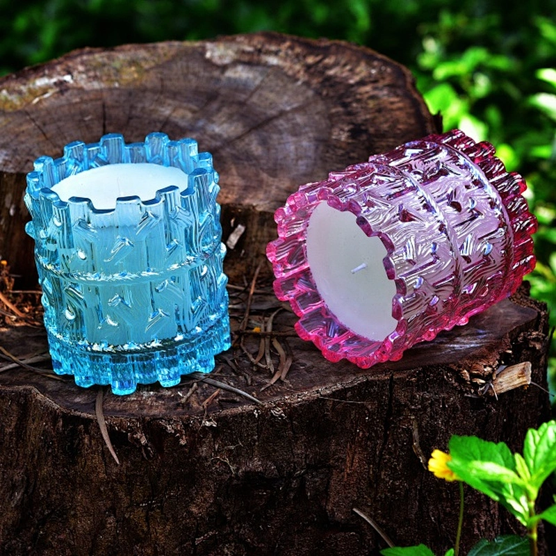 Luxury colored tree design tealight glass candle holder 8oz 10oz 12oz