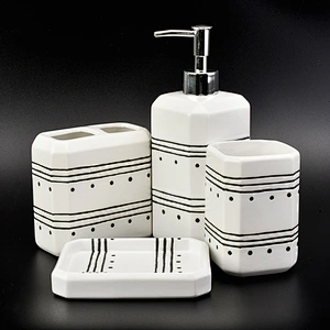 glazing white ceramic bath accessories set ceramic bottle soap dish