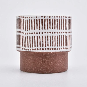 18oz Sand Effect Brown Ceramic Candle Holder Candle Jar for Home Decor