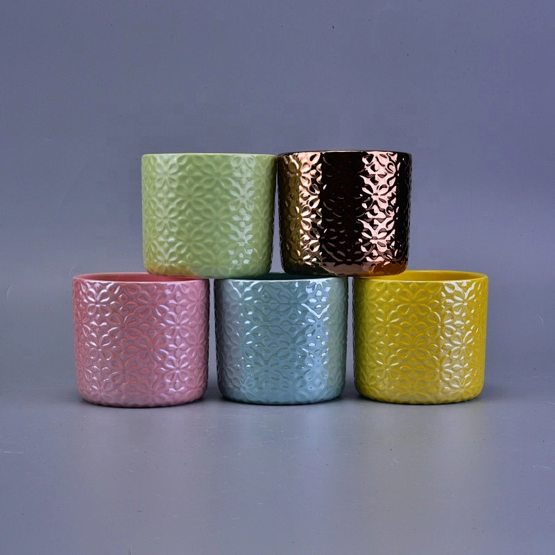 Wholesales colorful ceramic empty candle jar for luxury candle making