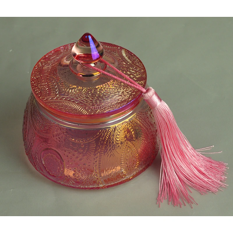 Home decoration tealight scented glass candle holder with lid