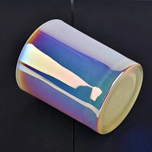 Shiny iridescent glass candle jars for scent candles