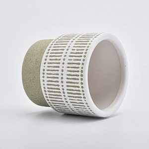 18oz Sand Effect Green Ceramic Candle Holders Candle Jars for Home Decor