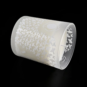 Custom high end scented soy frosted white glass candle holder