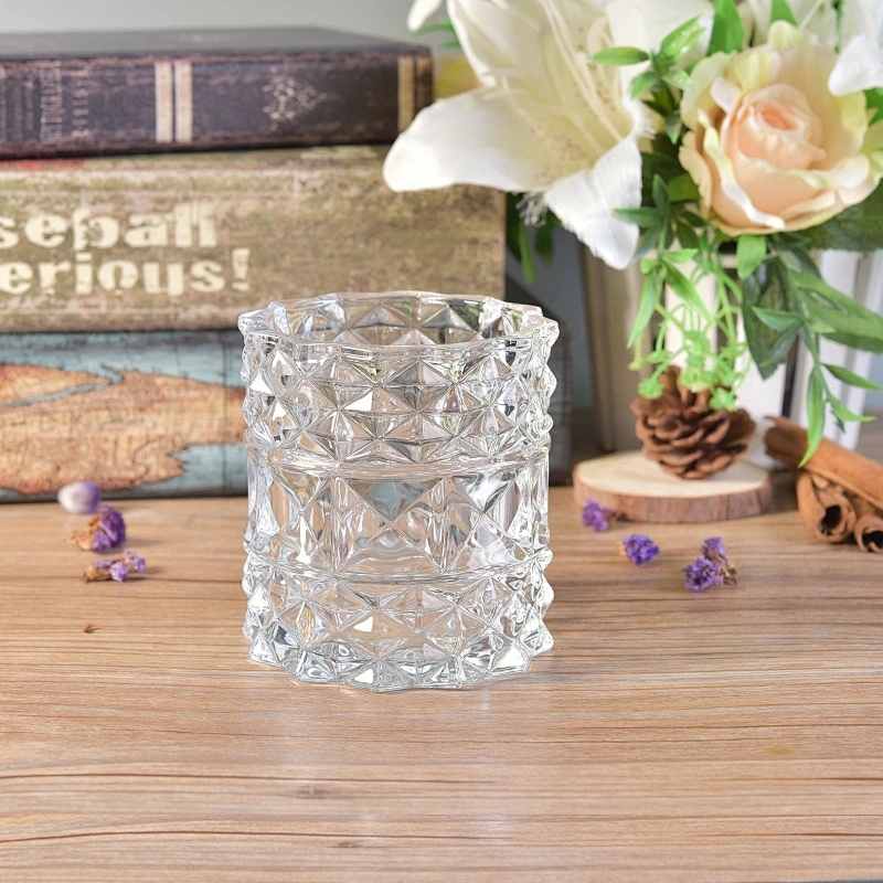 Crystal Embossed Glass Candle Jar