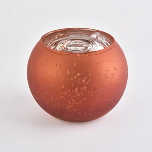 18oz iridescent sprayed orange glass candle holder for decorations