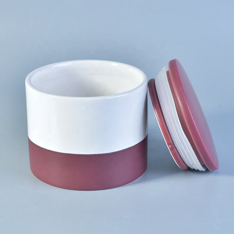 Red And White Ceramic Jars For Candle Making