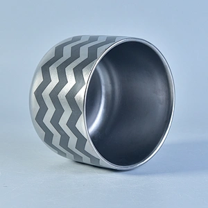 Customized Silver Ceramic Candle Jar With Printing