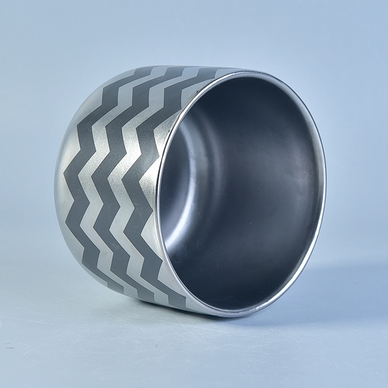 Customized Silver Ceramic Candle Jar With Printing