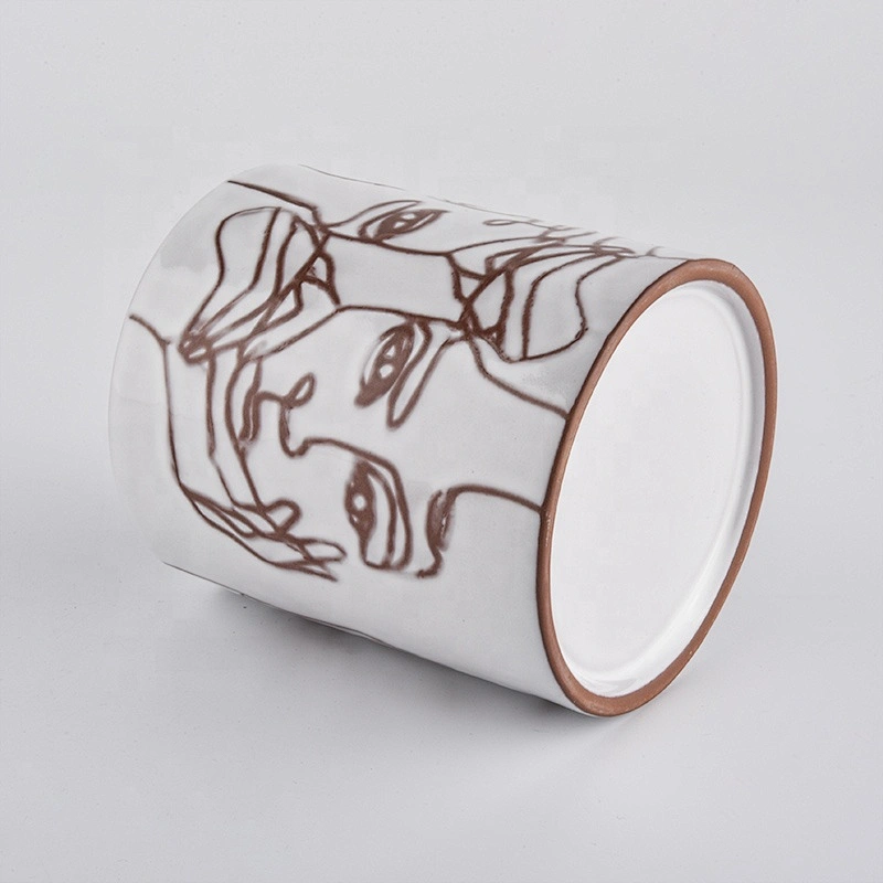 Debossed Matte White Ceramic Candle Jars 10OZ