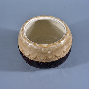 Manufacturer China amber ceramic candle holder with lid home decoration