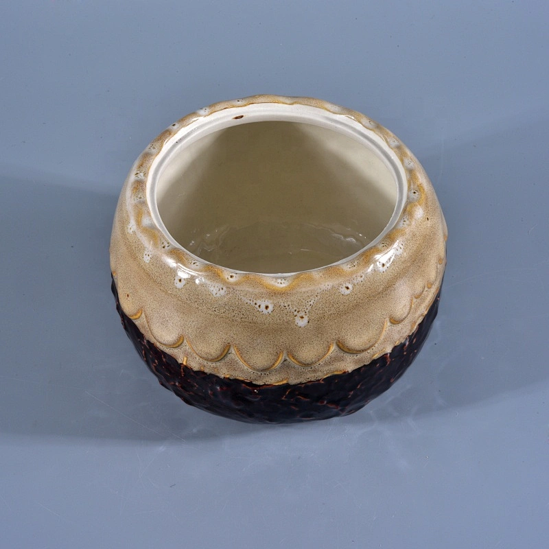 Manufacturer China amber ceramic candle holder with lid home decoration