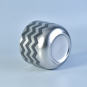 Customized Silver Ceramic Candle Jar With Printing