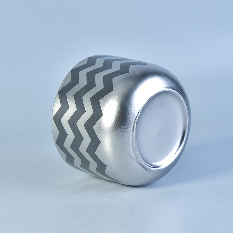 Customized Silver Ceramic Candle Jar With Printing
