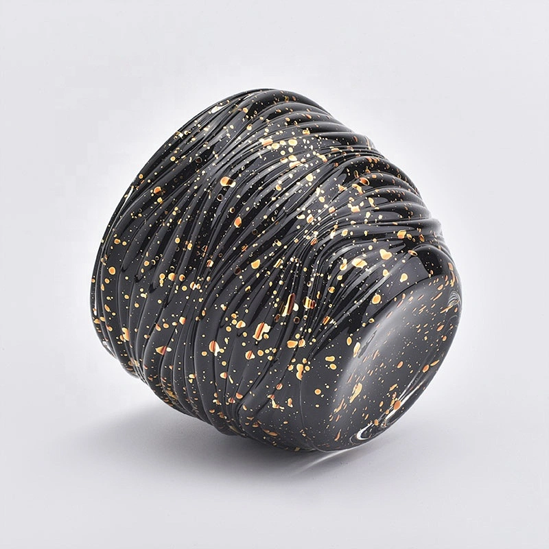 Black egg shaped glass candle holder with lid home decor