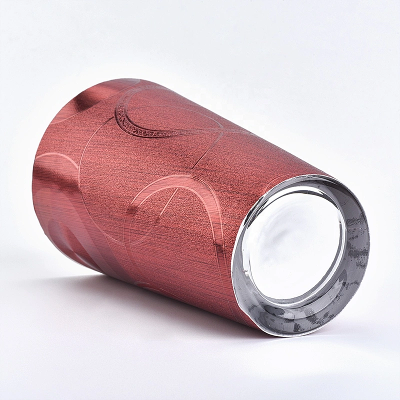Bulk laser luxury colored PU pillar candle holder jars