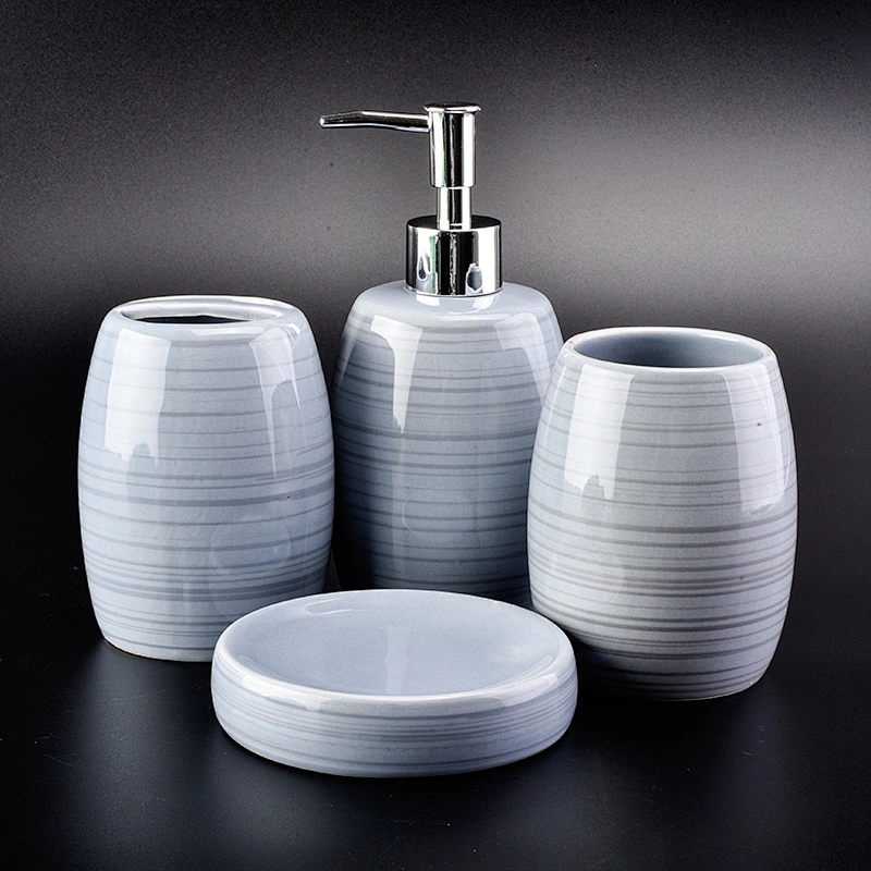 glazing ceramic bath accessories sets blue ceramic bottle soap dish tumbler