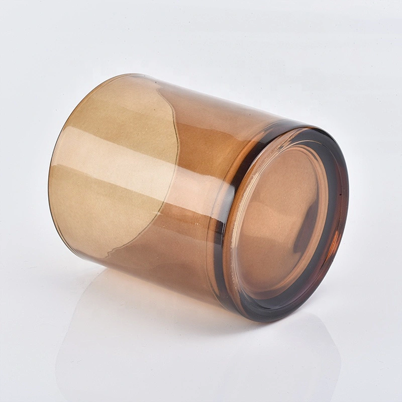 Amber Glass Candle Jars With Wooden Lids