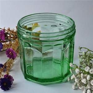 Sunny luxury green decorative glass candle container