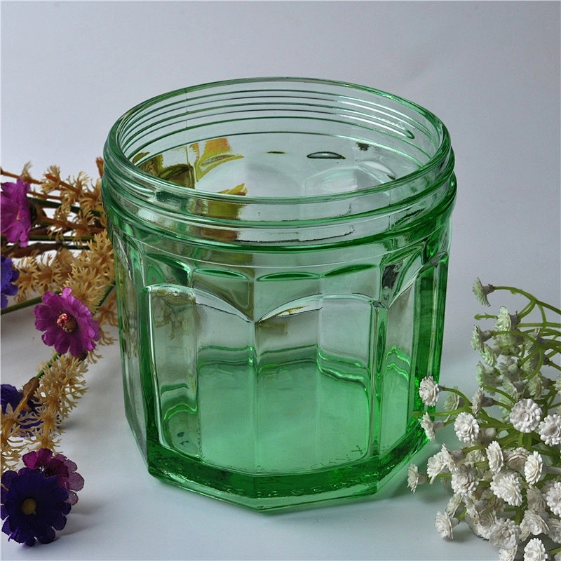 Sunny luxury green decorative glass candle container