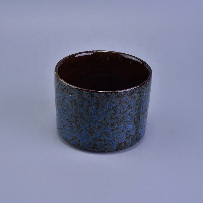 Handmade blue ceramic scented candle jar 400ml