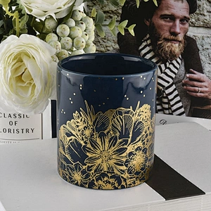 Wholesales black luxury votive empty cylinder ceramic candle holder jar