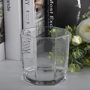 Home decoration scented hexagon scented wax glass candle jars 8oz 10oz