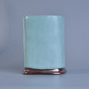 8oz 10oz 20oz Sunny square blue candle ceramic holders supplier