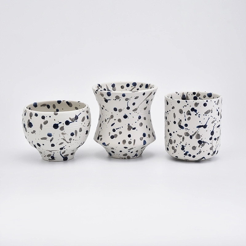 12oz round glaze white ceramic candle containers for home decor