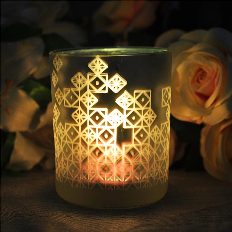 Christmas decorative matte tea light glass candle holder