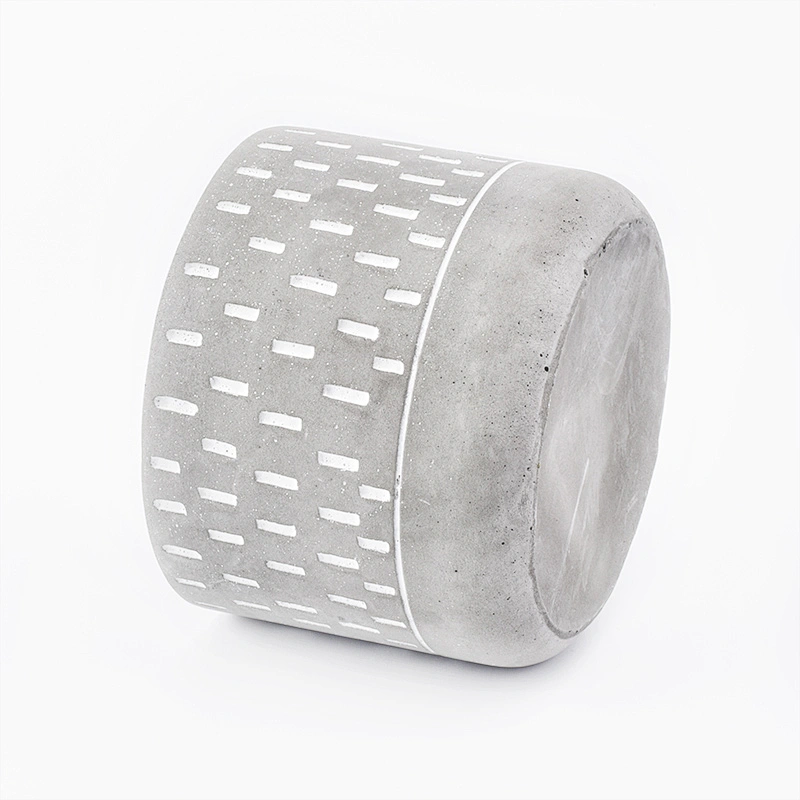 11oz engraving grey cement candle holders home decorations