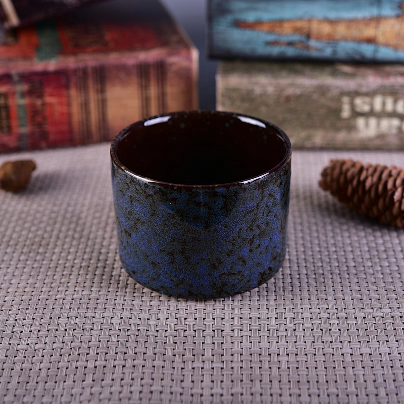 Handmade blue ceramic scented candle jar 400ml