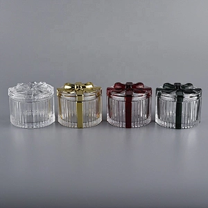 Sunny glassware luxury empty decorative glass candle holders with lids