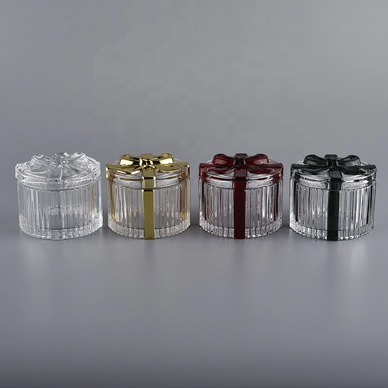 Sunny glassware luxury empty decorative glass candle holders with lids