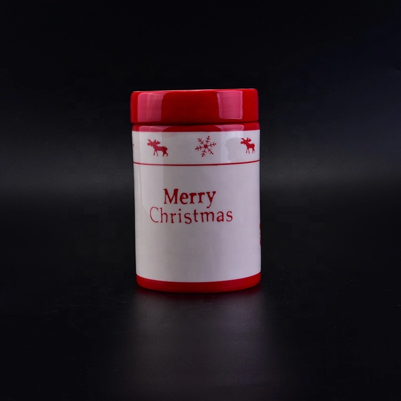 Personalised ceramic candle container with cover for christmas