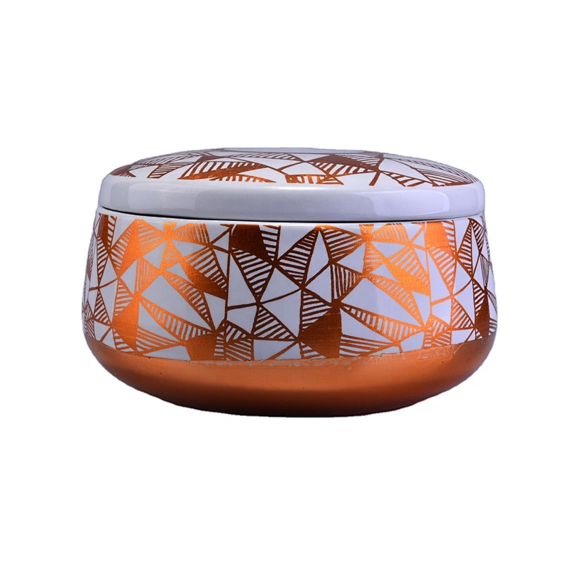 Sunny white custom empty ceramic candle jar with lid