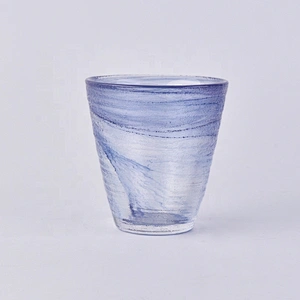 Wholesales blue high frosted glass candle vessel