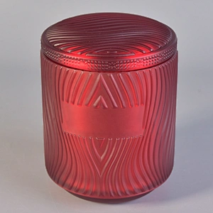 10oz 16oz 20oz New design luxury red glass candle jar holder with lids