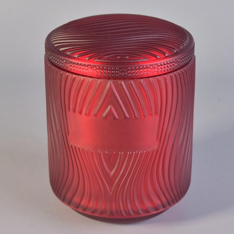 10oz 16oz 20oz New design luxury red glass candle jar holder with lids