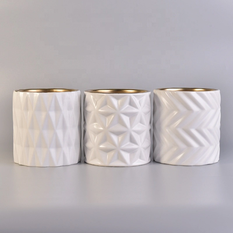 Luxury white massage ceramic candle jar