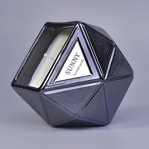 New design Custom empty black glass candle jars in bulk