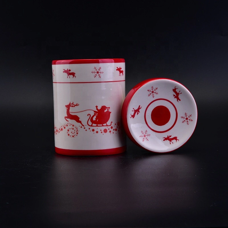 Personalised ceramic candle container with cover for christmas