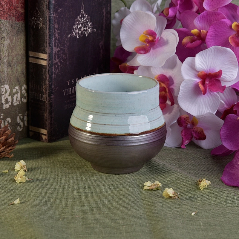 Sunny amber custom ceramic candle jars for candle making 8oz 10oz 12oz