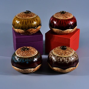 10oz 20oz Sunny empty decorative ceramic candle holder with lid