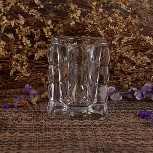 100ml Wholesales square bubble crystal tealight glass candle jar