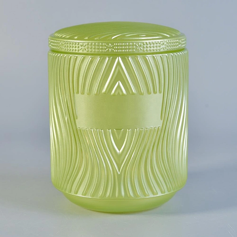 Supplier green river design candle glass jars with cover