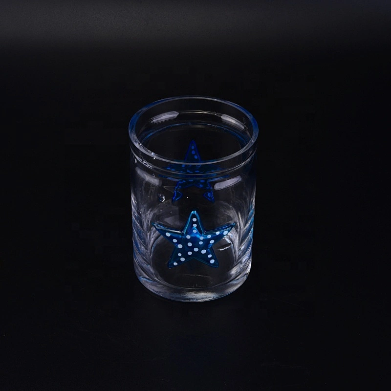 Cylinder star crystal tealight candle glass holder wholesales 10oz 12oz