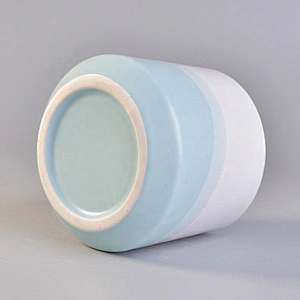 Sunny Wholesales blue empty candle ceramic jars with wood lid