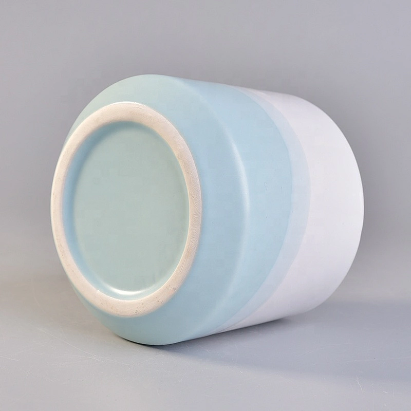 Sunny Wholesales blue empty candle ceramic jars with wood lid